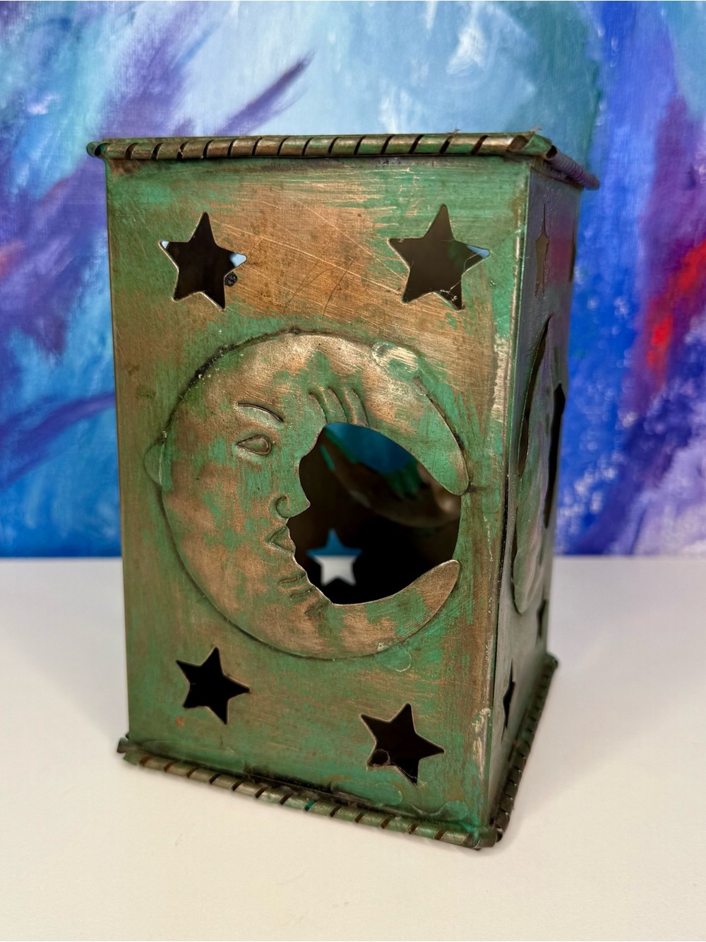 Celestial Metal Candle Incense Holder Mexican Folk Art Moon Stars Y2K Whimsigoth